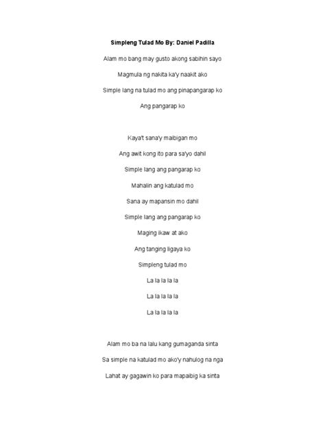 simpleng tulad mo lyrics|Simpleng Tulad Mo .